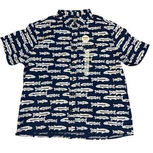 Duluth Trading Co Shirt Untucked BBQ Mens XL Relaxed Fit Fish Button Up Blue